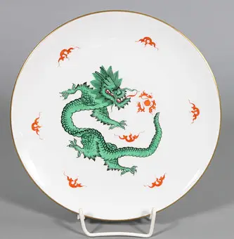 Piatto MEISSEN, drago Ming verde.