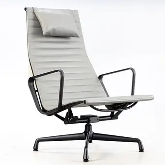 RAY & CHARLES EAMES, Lounge Alu Chair 'EA124' for Vitra, skinn i grå.