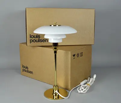 POUL HENNINGSEN. 2x PH 2/1 BORDLAMPER MESSING.