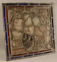 Vitral de plomo medieval fechado en 1632, centro de Alemania