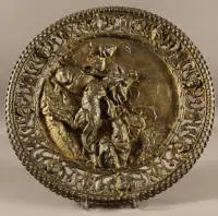 Plato decorativo cinegético de hierro fundido, historicismo hacia 1880
