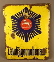 Geëmailleerd bord "Landjägernebenamt", jaren 1920, Noord-Duits