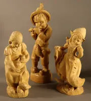 Tre figure in legno, seconda metà del XX sec., trio