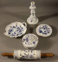 Lot décor oignon Meissen et Teichert vers 1900-1920, Saxe