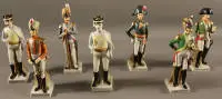 Sept figurines de soldats en porcelaine, seconde moitié du 20e s., allemandes