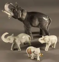 Lot d'éléphants en porcelaine, seconde moitié du 20e s., allemands