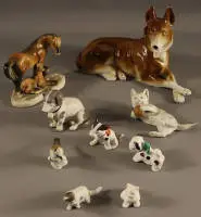 Lot de figurines animalières en porcelaine, seconde moitié du 20e s., allemandes