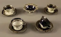 Tasses de vitrine à glaçure rapportée, milieu du 20e siècle, allemand