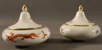 Due scatole con coperchio, marca Meissen, primo terzo del XX sec., tedesche