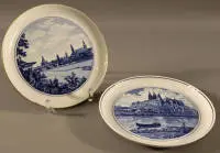 Paire d'assiettes murales Meissen avec vues de villes, seconde moitié du 20e s., RDA