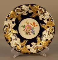 Assiette décorative de prestige Meissen forme B, bleu cobalt, 19e/20e s.