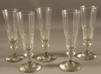 Vijf biedermeier champagnefluiten, Midden-Duitsland circa 1830