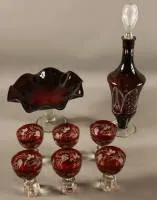 红宝石玻璃一组，波希米亚约1900-1930年