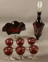 Lot verre rubis, Bohême vers 1900-1930