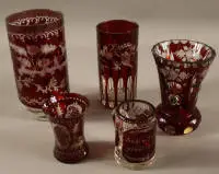 Lot verre rubis bohème, seconde moitié du XIXe siècle, Empire allemand