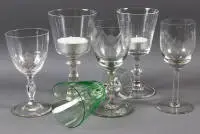 Six verres à vin différents 1900-1930, allemands