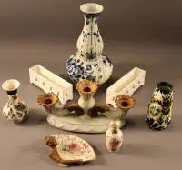 Lot d'objets en majolique plus vase, historicisme vers 1880, allemand