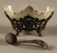 Silver historicist sugar bowl with glass insert, central Germany circa 1860-80