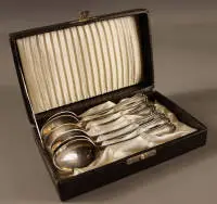 Zes zilveren koffielepels, jaren 1920, Duits