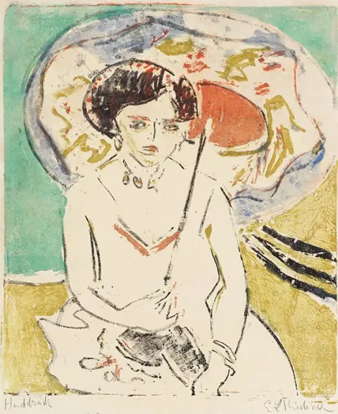 Ernst Ludwig Kirchner, Dodo s japanskim suncobranom, 1909.