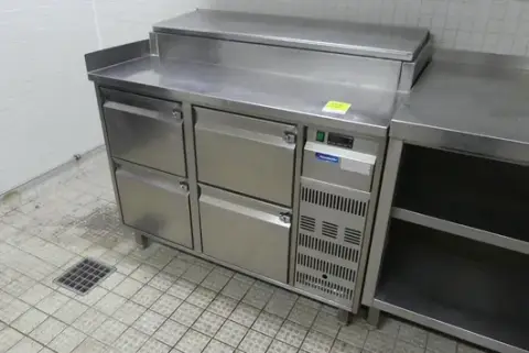 冷藏工作台，不锈钢，4个抽屉