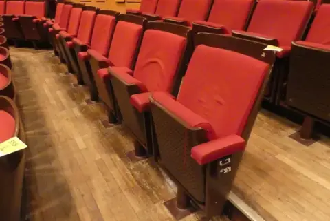 Tiyatro/salon koltukları, 8 oturma yeri, dolgulu katlanır koltuklar, kırmızı/kahverengi