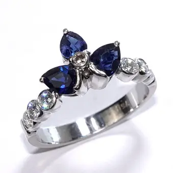 Prsten zlato safir 0,75 + dijamanti 0,50 ct, 750/18K, veličina 53/16,5 mm