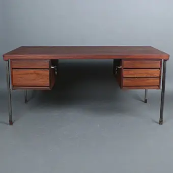 PETER HVIDT. for John Stuart Inc, skrivebord, Rio palisander. 1950-tallet, Danmark.
