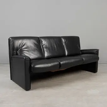 BUSNELLI treseter / sofa, skinn, 1970-tallet, Italia.