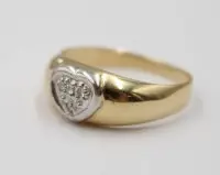 Ring i 585 gult guld, små brillanter, ca. 1,5 g, str. 57