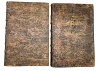 2 bind «Kirkehistorie» 1778, samtidig innbinding, meget godt bevart, bind 3 og bind 4, folio (37x26 cm)