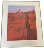 Paul Wunderlich (1927-2010),1977年《Falknerin》大幅石版画,版上署名,带玻璃框,发货不含框,画面约66x51厘米