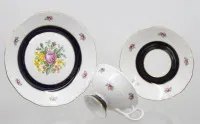 收藏餐具，Weimar，花卉装饰与钴蓝，附原装盒