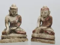 wohl antike Buddhafiguren, Burma?, Speckstein, ca. H-18cm
