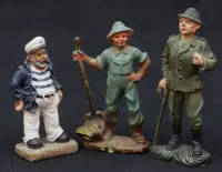 Lot od tri figure od mase: seljak, lovac i mornar, njemački, prije 1945.