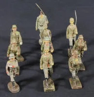 Askeri oyuncak, 10 yürüyen asker, Lineol Germany marka 1945 öncesi, Alman