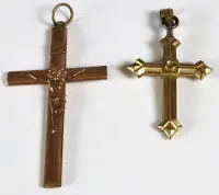 2 pendentifs chrétiens en forme de croix, historicisme vers 1900, allemand