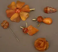 Broche d'ambre de Königsberg plus autres, années 1920-1930