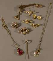 Lot jugendstil dobbeltsmykker, tysk omkring 1910