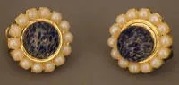 Clips d'oreilles Christian Dior / Véritable lapis-lazuli et perles