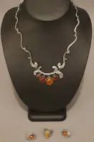 Parure de bijoux en argent avec ambre, années 1930, allemande