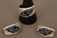 Parure de bijoux en argent avec pierres, époque moderne