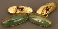 Boutons de manchette avec pierres vertes vers 1920, allemands
