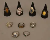 Neuf bagues en argent vers 1920, allemandes