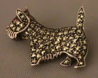 Silberne Vintage-Brosche in Form eines Scottish-Terriers, Mitte des 20. Jh., deutsch