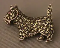 Broche vintage en argent en forme de terrier écossais, milieu du 20e s., allemande
