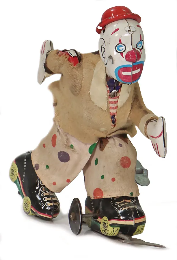 Clown en patins à roulettes