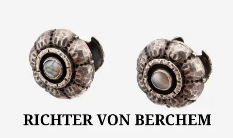 Paar RICHTER VON BERCHEM manchetknopen, 900 zilver, gestileerde bloemvorm