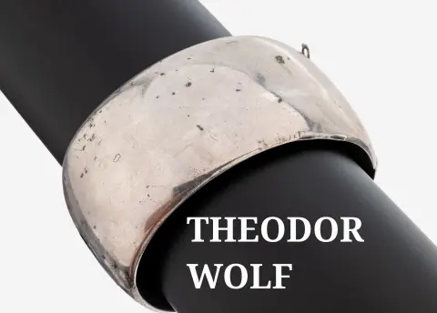 Bracelet THEODOR WOLF, argent 925 rempli, largeur env. 4 cm, env. 7 x 5,5 cm, fermoir à boîte