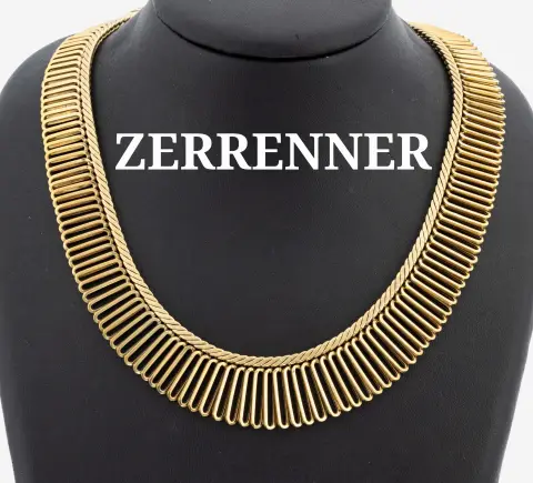 14 kt gouden collier, geelgoud 585/000, ovale schakels licht verloop, l. ca. 42 cm